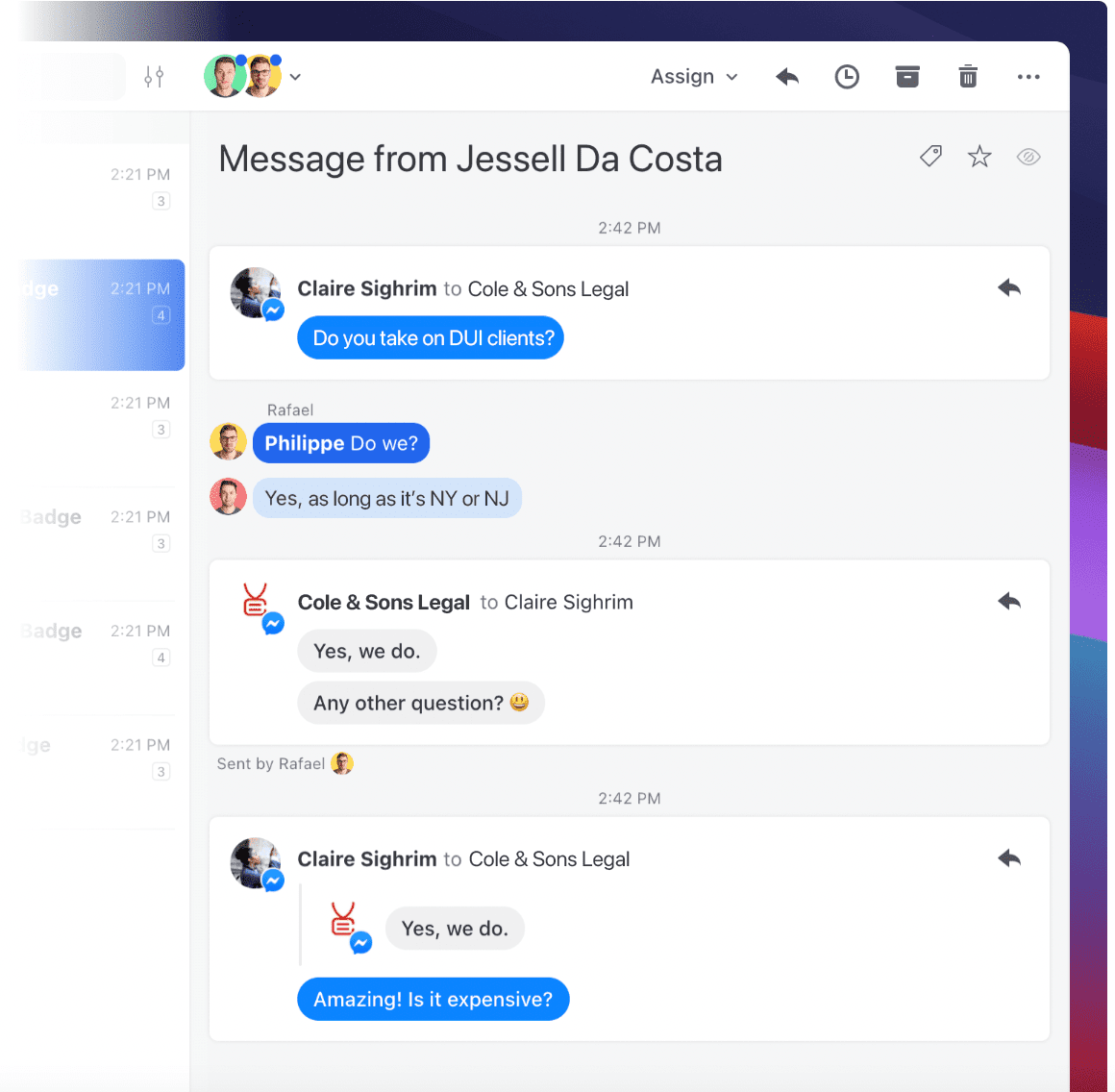 Facebook Messenger connection with Missive