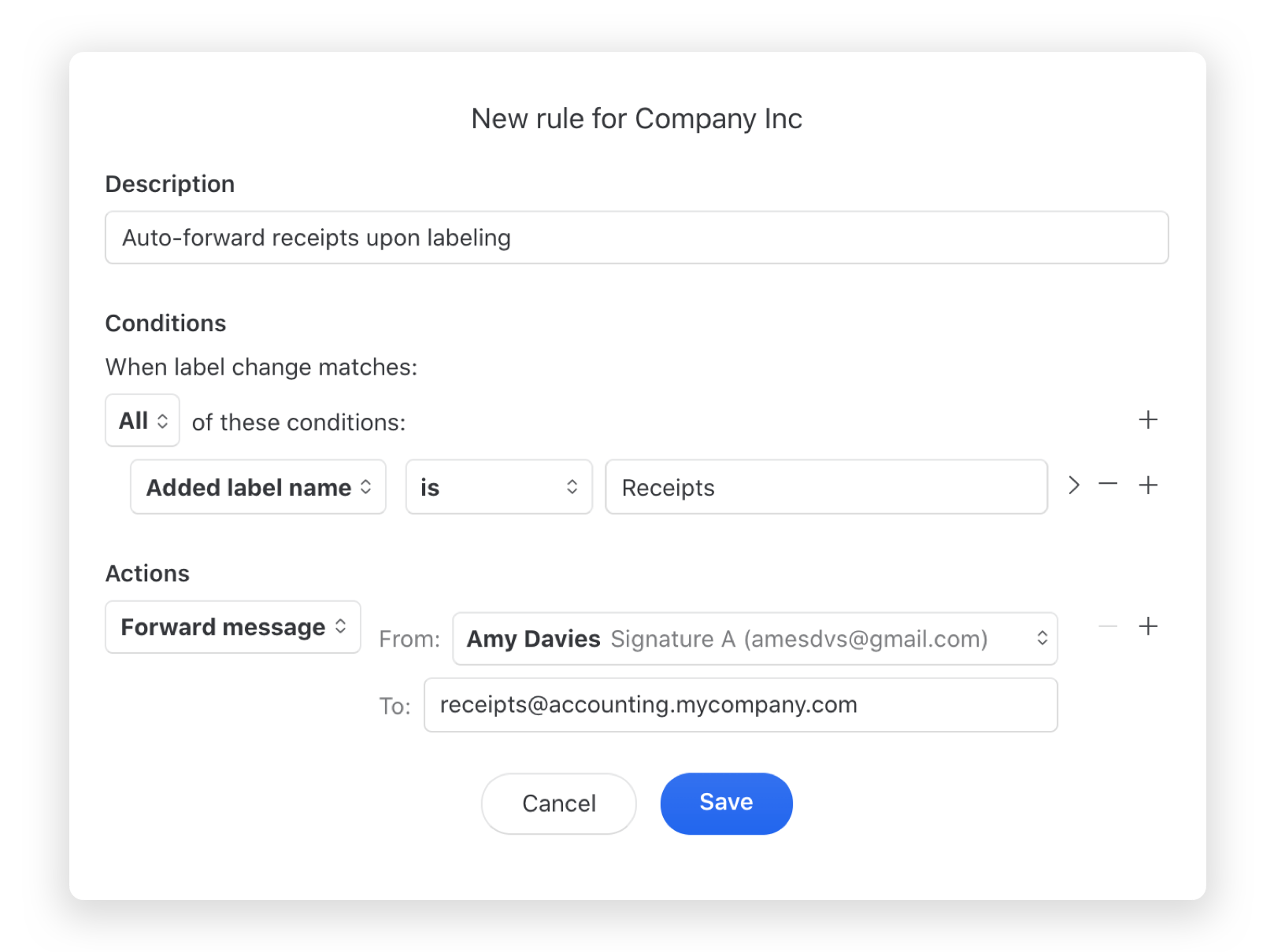 Auto-forward receipts