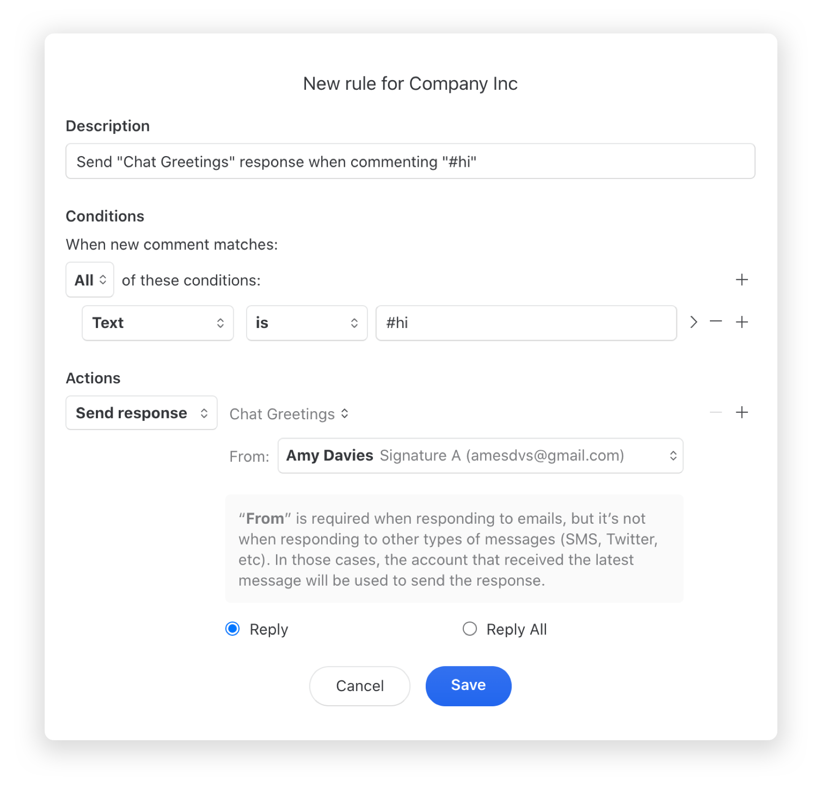 Send response upon command