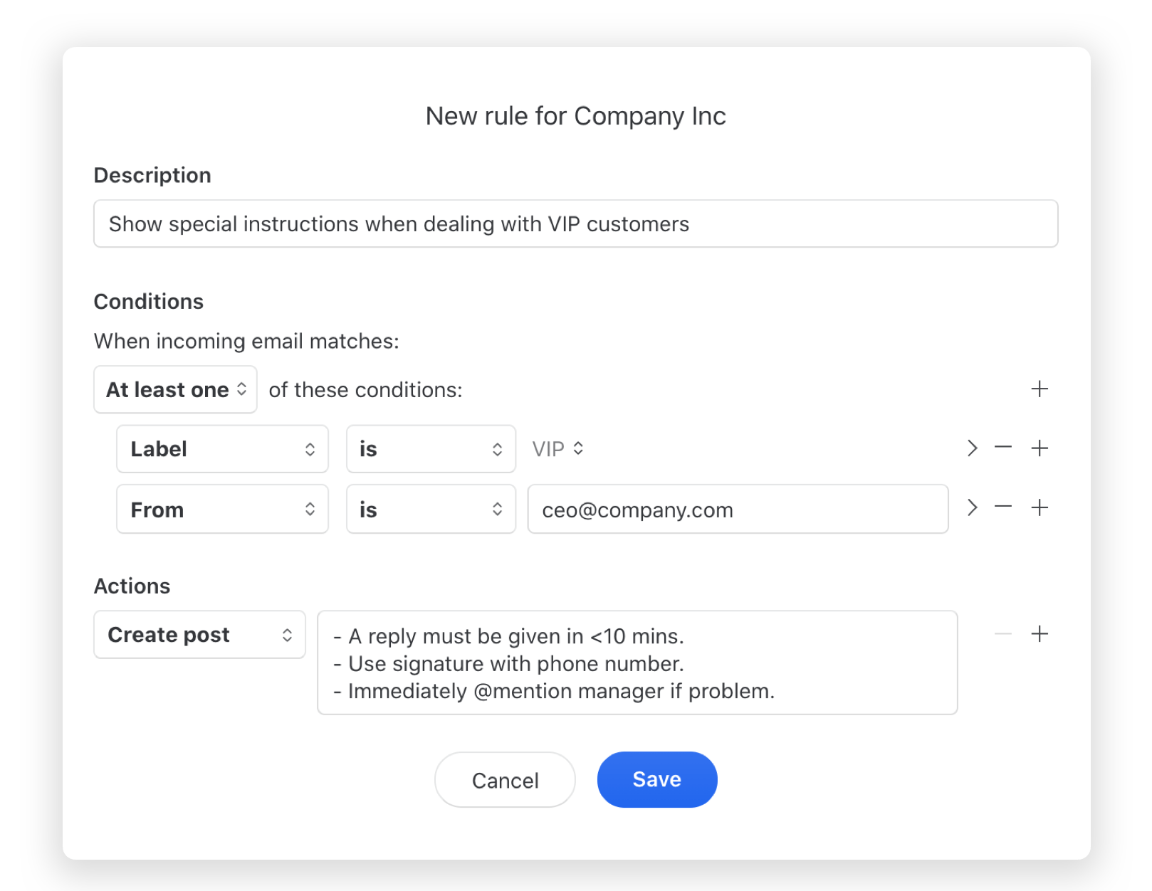 Show special instructions when dealing with VIP customers